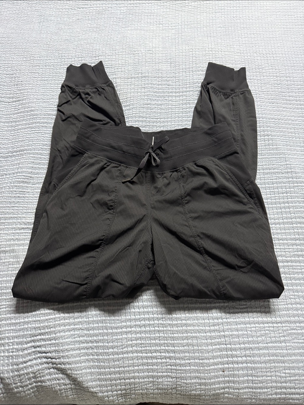 lululemon athletica Black Ribbed Jogger Pants with Drawcord Waist